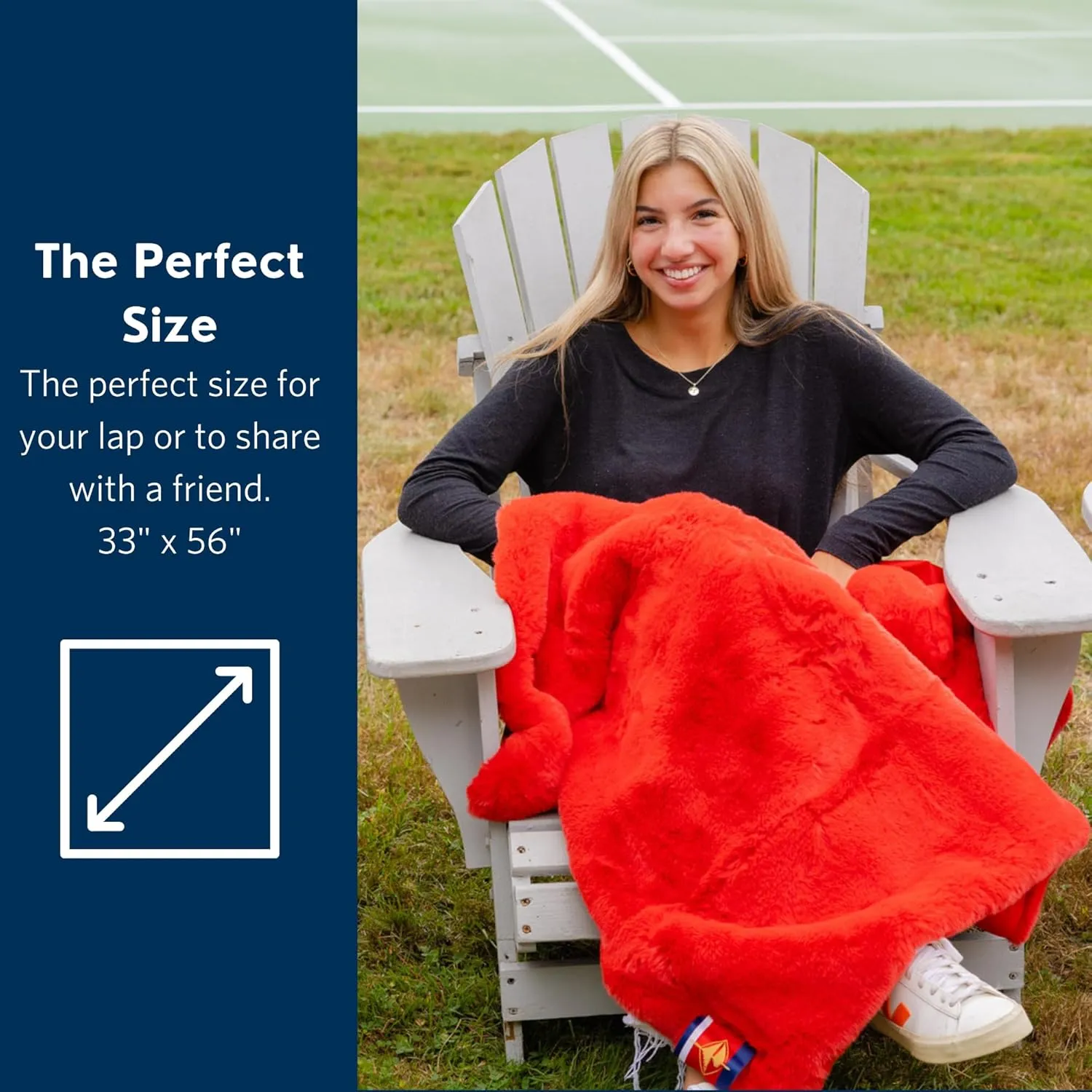 Pretty Rugged Faux Mink Luxe Customizable Long Lap Blanket, Waterproof and Reversible, Machine Washable Fuzzy ThrowRed