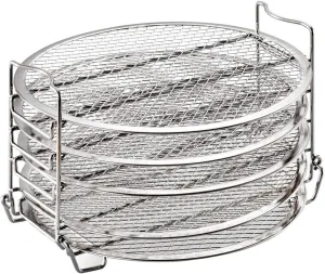 PRETYZOOM 5 Layers Dehydrator Rack for 6.5/8 Quarts Air Fryer, Stainless Steel Air Fryer Rack Dehydrator Stand, Air Fryer Accessories (8.5'')