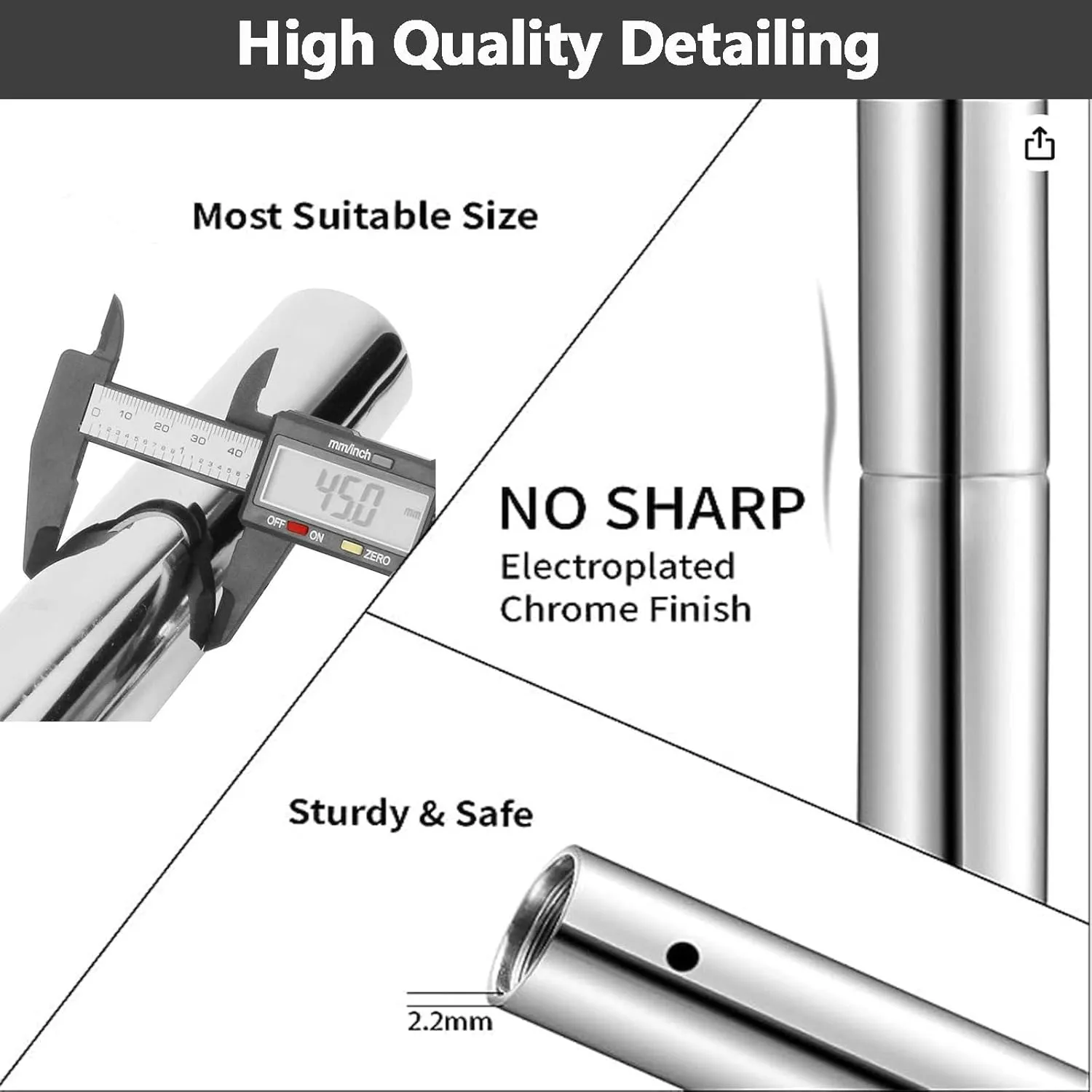 PRIOR FITNESS Premium Dance Pole Removable 45mm Spinning & Static Dancing Pole Heavy-Duty Steel Pole Dancing Pole, Adjustable Height Professional Grade Excellent for Home Exercise Club Gym