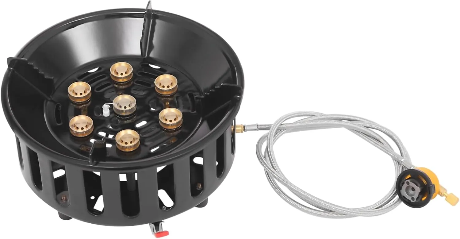 Propane Burner, 72,000 BTU High Pressure Butane Camping Stove with 3 Adapters, Portable Gas Stove for Outdoor Picnic Cooking