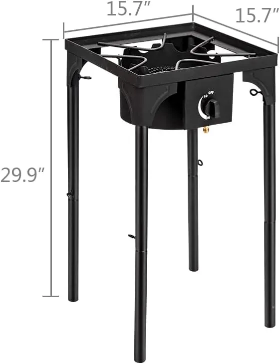 Propane Stove, High Pressure Outdoor Stove with 0-20 PSI Adjustable Regulator and 4ft Hose, Outdoor Gas Stove for Patio Backyard Camping with Detachable Stand Legs (Single Burner, 75000 BTU)