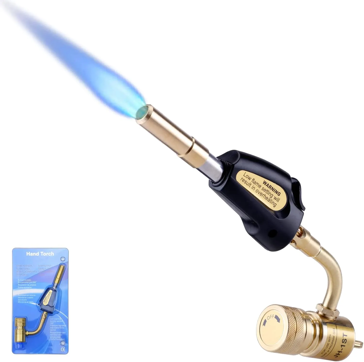 Propane Torch Head with Igniter - Turbo Torch Kit for Soldering, Welding, Brazing, Plumbing, Glass Beads DIY - Compatible with MAP Gas, MAPP, Propane Cylinder, CGA600 Standard