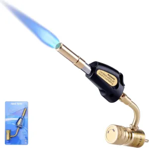 Propane Torch Head with Igniter - Turbo Torch Kit for Soldering, Welding, Brazing, Plumbing, Glass Beads DIY - Compatible with MAP Gas, MAPP, Propane Cylinder, CGA600 Standard
