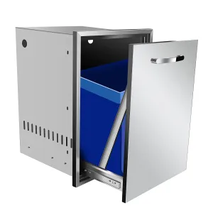 Pull-Out Single Trash Drawer 17''Wx23''Hx16''D, Built-in Trash Drawer, Outdoor Kitchen Stainless Steel Trash Bin for BBQ Island Grill Station