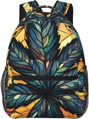 Purple Psychedelic Maple Leaves Lightweight Backpack For Trekking Commute Commute 17