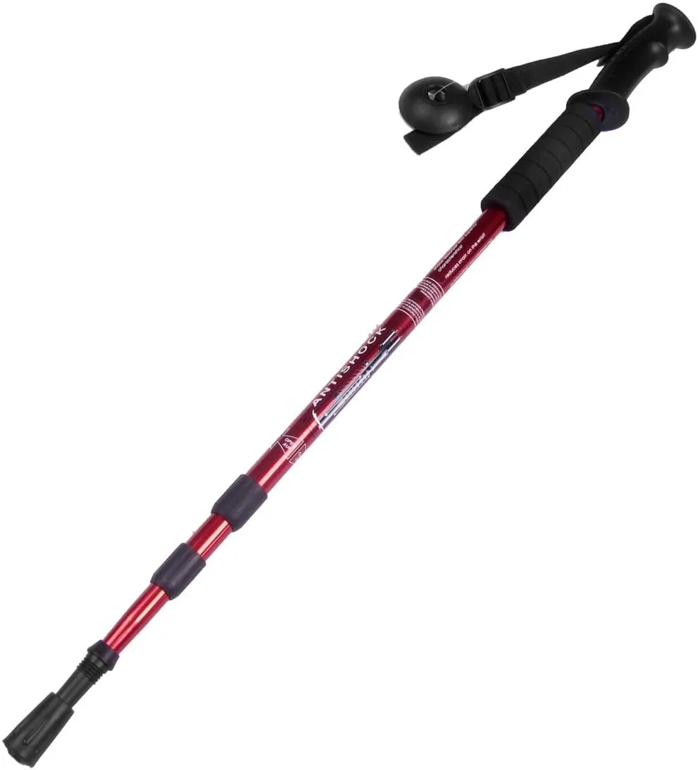 Qtqgoitem Red Aluminum Trek Hiking Stick Equipment Safety Walking Pole 130cm (Model: 41e 2c7 7f6 8d6 d15)