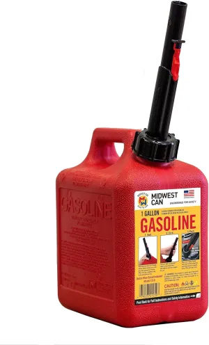 Quick-Flow Spout Midwest Can 1210 Auto Shut Off Gasoline Can - 1 Gallon
