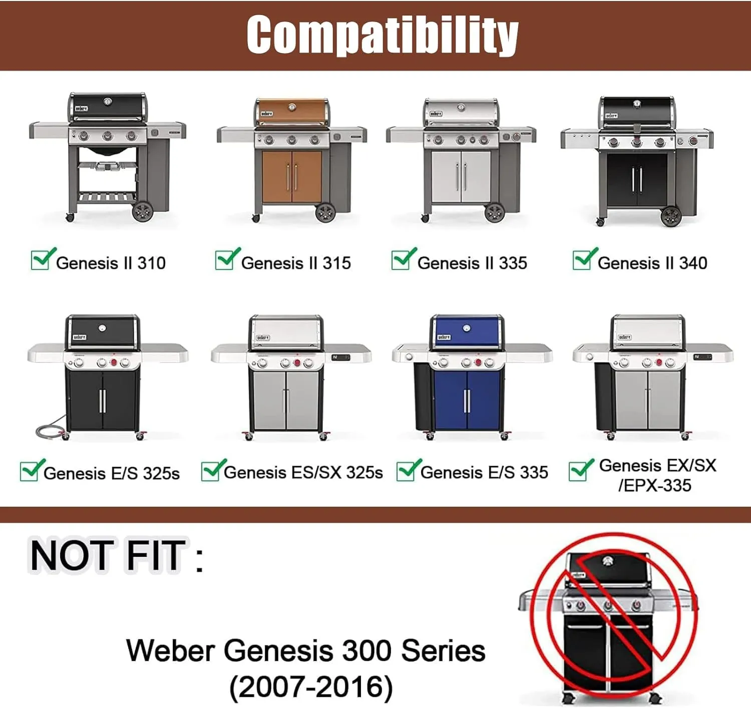 QuliMetal 18.75" 9MM Grill Grates for Weber Genesis II, Grill Parts for Weber Genesis II LX 300 Series, Genesis II E&S 310 315 320 325 340, Replacement Parts for Weber 66095, 304 Stainless Steel
