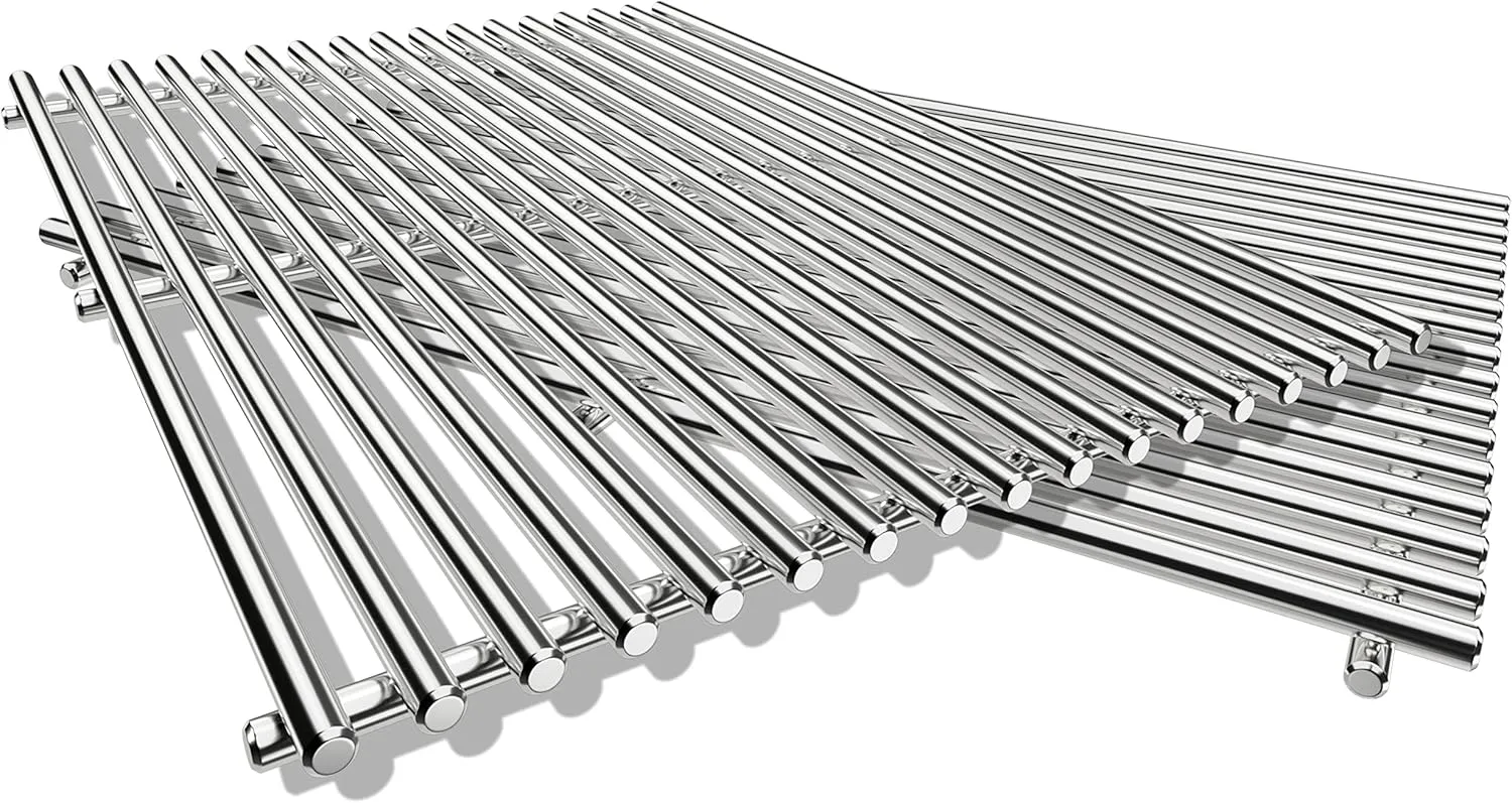 QuliMetal 18.75" 9MM Grill Grates for Weber Genesis II, Grill Parts for Weber Genesis II LX 300 Series, Genesis II E&S 310 315 320 325 340, Replacement Parts for Weber 66095, 304 Stainless Steel