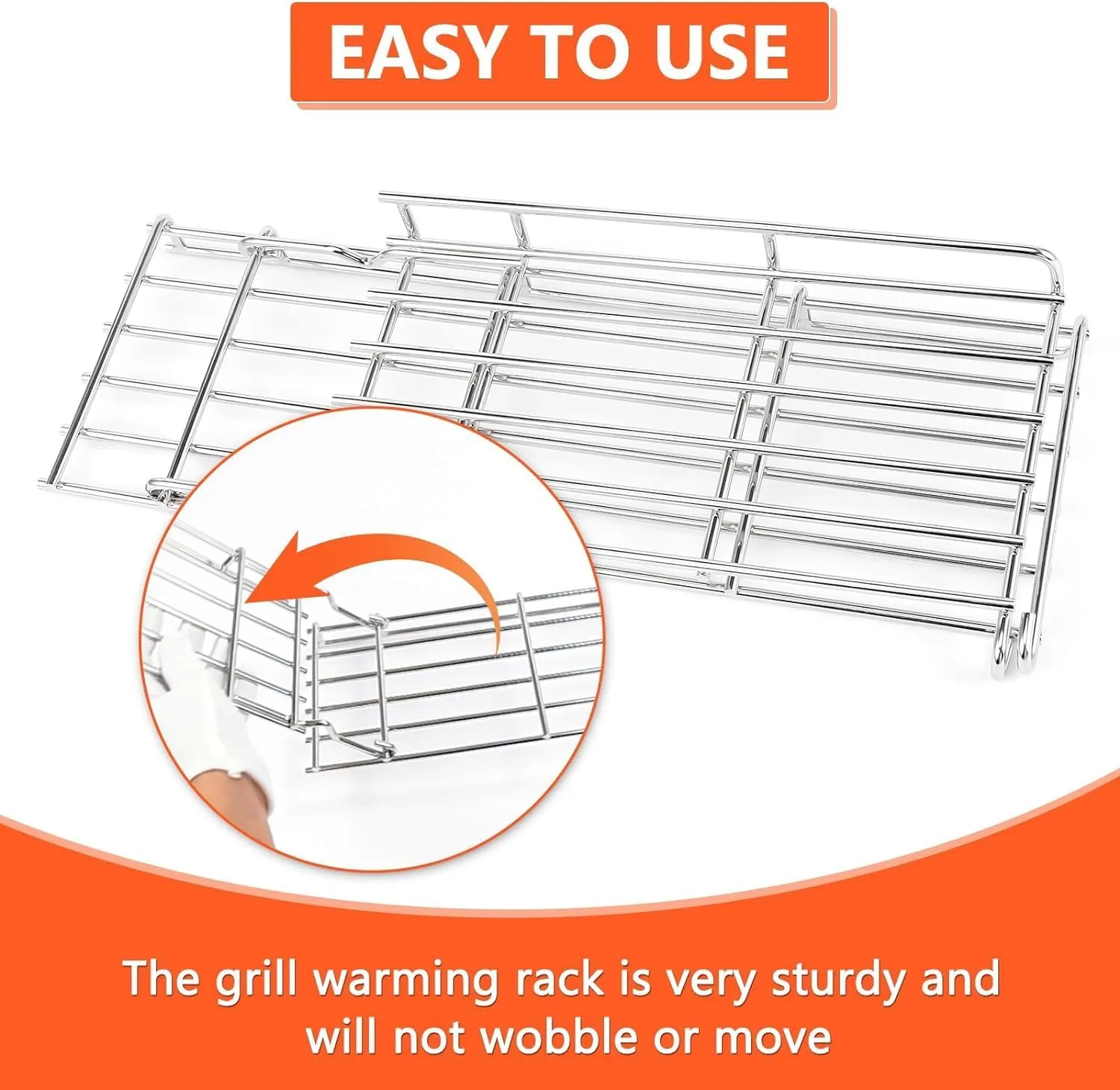 QuliMetal Grill Parts for Weber Genesis II 400 Series Gas Grills, Grill Warming Rack for Weber Genesis II E/S/SE-410, II E/S-435 Series, Stainless Steel Foldable Replacement Parts for Weber 66045