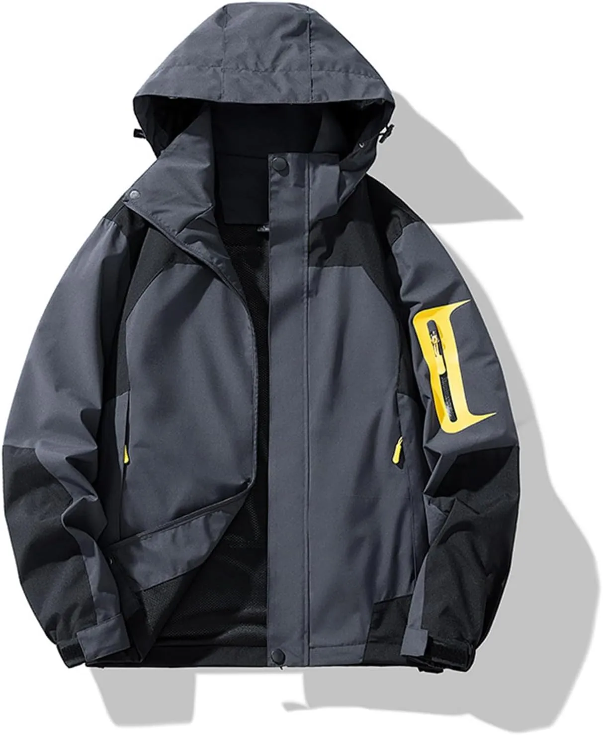 Rain Jacket Men Waterproof Hiking Windbreaker Outdoor Cargo Big and Tall Light Coat Rain Jackets
