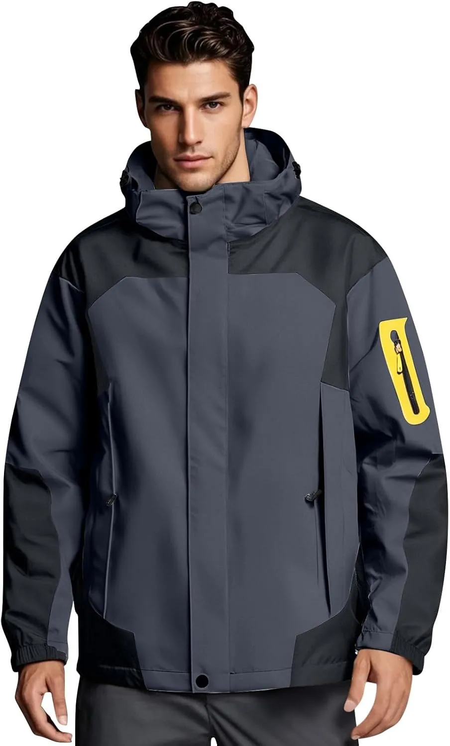 Rain Jacket Men Waterproof Hiking Windbreaker Outdoor Cargo Big and Tall Light Coat Rain Jackets
