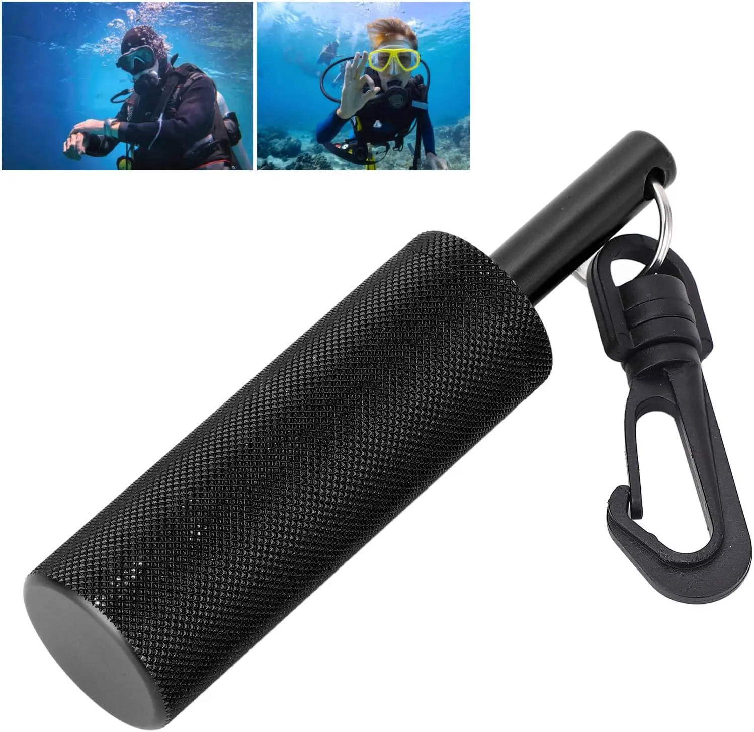 Rattle Stick, Aluminum Alloy Diving Signal Bell Stick with Steel Beads for Underwater Communication, 360 Degree Rotatable Quick Hook, Easy to Carry, Dive Bell for Safety
