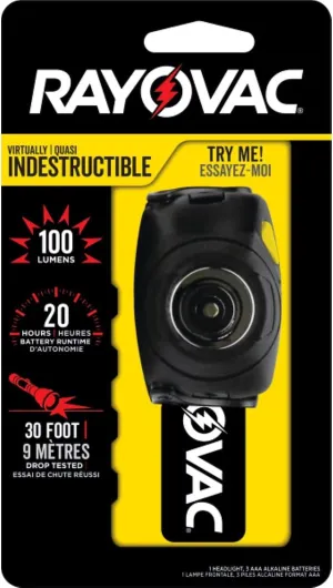 Rayovac DIYHL3AAAB Virtually Indestructible LED Headlight 3 AAA Black