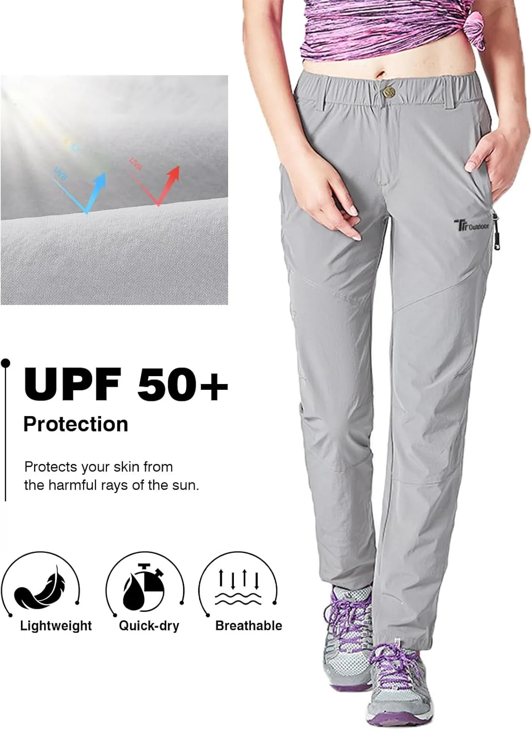 Rdruko Women's Hiking Pants Lightweight Quick Dry Water Resistant Outdoor Travel Fishing Pants with Pockets