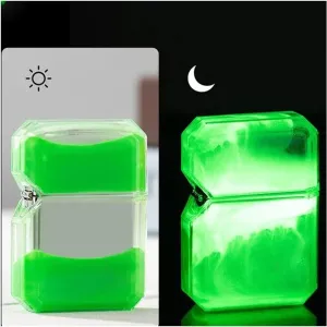 Re-Inflatable Gas Butane Lighter，Luminous Colorful Quicksand Kerosene Windproof Lighter，Wheeled Kerosene Lighter，Waterproof Lighter Gift Set
