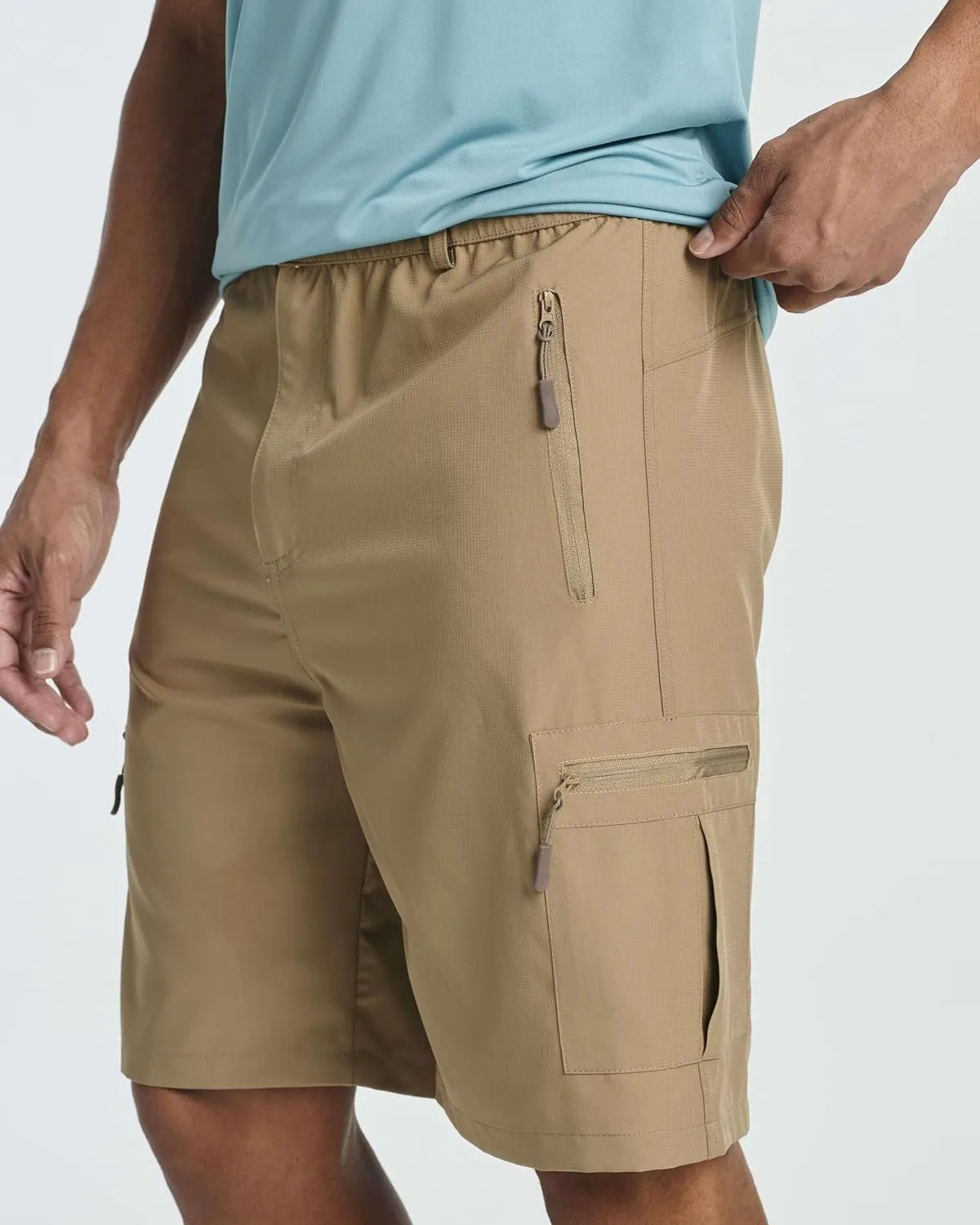 Real Essentials 2 & 3 Pack: Men's Hiking Cargo Shorts Fishing Outdoor Tactical Travel Camping Casual Golf 5 Zipper Pockets
