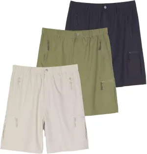 Real Essentials 2 & 3 Pack: Men's Hiking Cargo Shorts Fishing Outdoor Tactical Travel Camping Casual Golf 5 Zipper Pockets