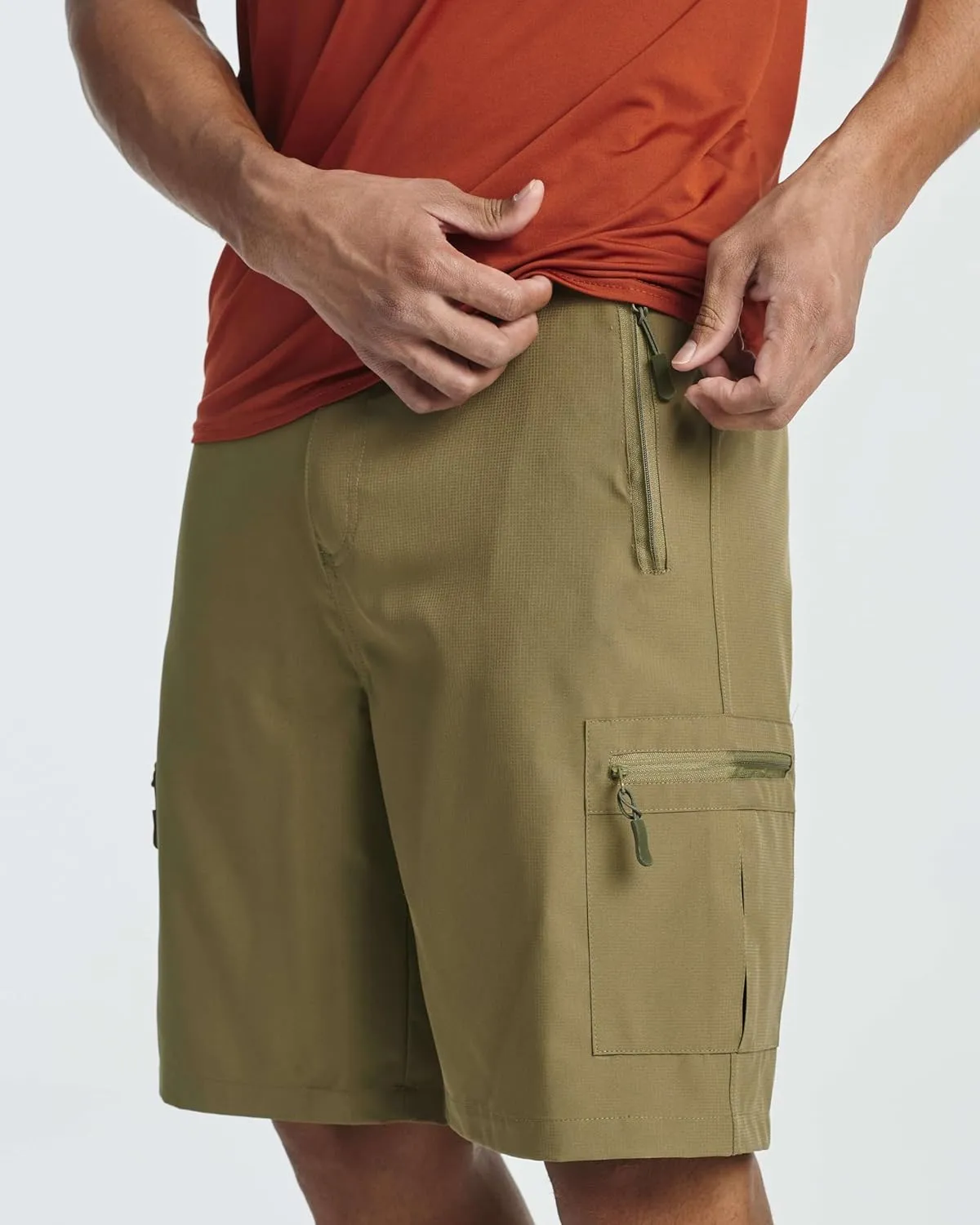 Real Essentials 2 & 3 Pack: Men's Hiking Cargo Shorts Fishing Outdoor Tactical Travel Camping Casual Golf 5 Zipper Pockets