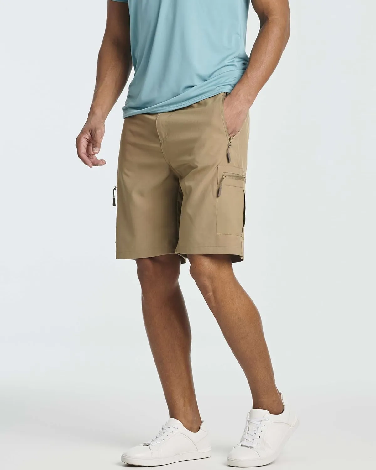 Real Essentials 2 & 3 Pack: Men's Hiking Cargo Shorts Fishing Outdoor Tactical Travel Camping Casual Golf 5 Zipper Pockets