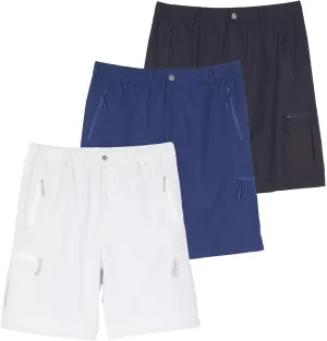 Real Essentials 2 & 3 Pack: Men's Hiking Cargo Shorts Fishing Outdoor Tactical Travel Camping Casual Golf 5 Zipper Pockets
