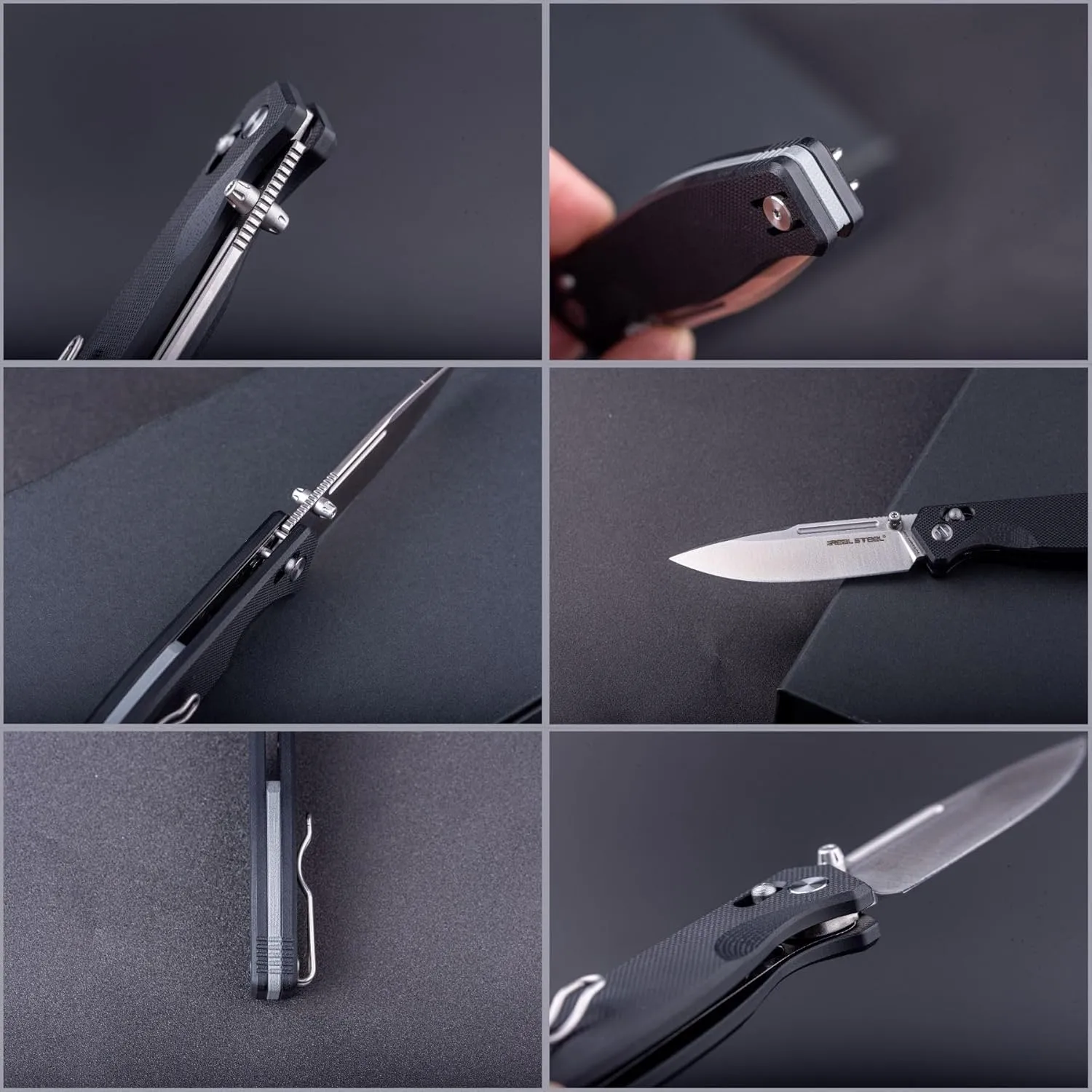 REALSTEEL Huginn Compact Folding Pocket Knife,Crossbar Lock,3.15''VG-10 Steel Blade,Thumb Stud,Micarta Handle,with Clip,EDC Gift for Men Women Camping,Hiking,Outdoor Use(Stonewashed/Denim Micarta)