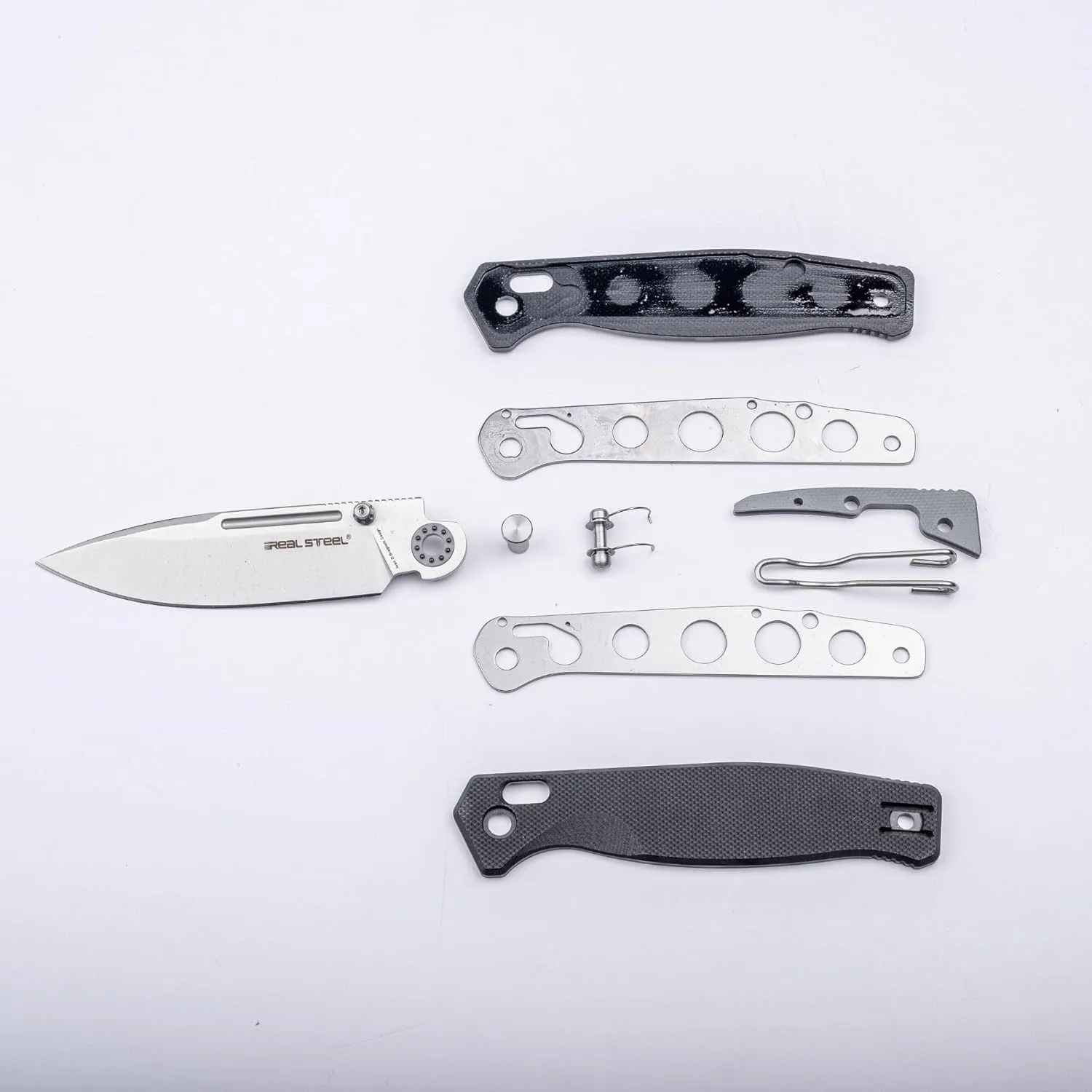 REALSTEEL Huginn Compact Folding Pocket Knife,Crossbar Lock,3.15''VG-10 Steel Blade,Thumb Stud,Micarta Handle,with Clip,EDC Gift for Men Women Camping,Hiking,Outdoor Use(Stonewashed/Denim Micarta)