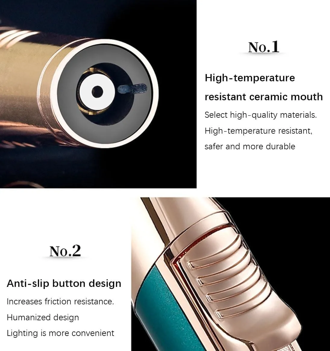 Rechargeable Butane Torch Lighter with Adjustable Lockable Bendable Nozzle - Jet Flame, Refillable with Gas Window (Gas Not Included)(#5)
