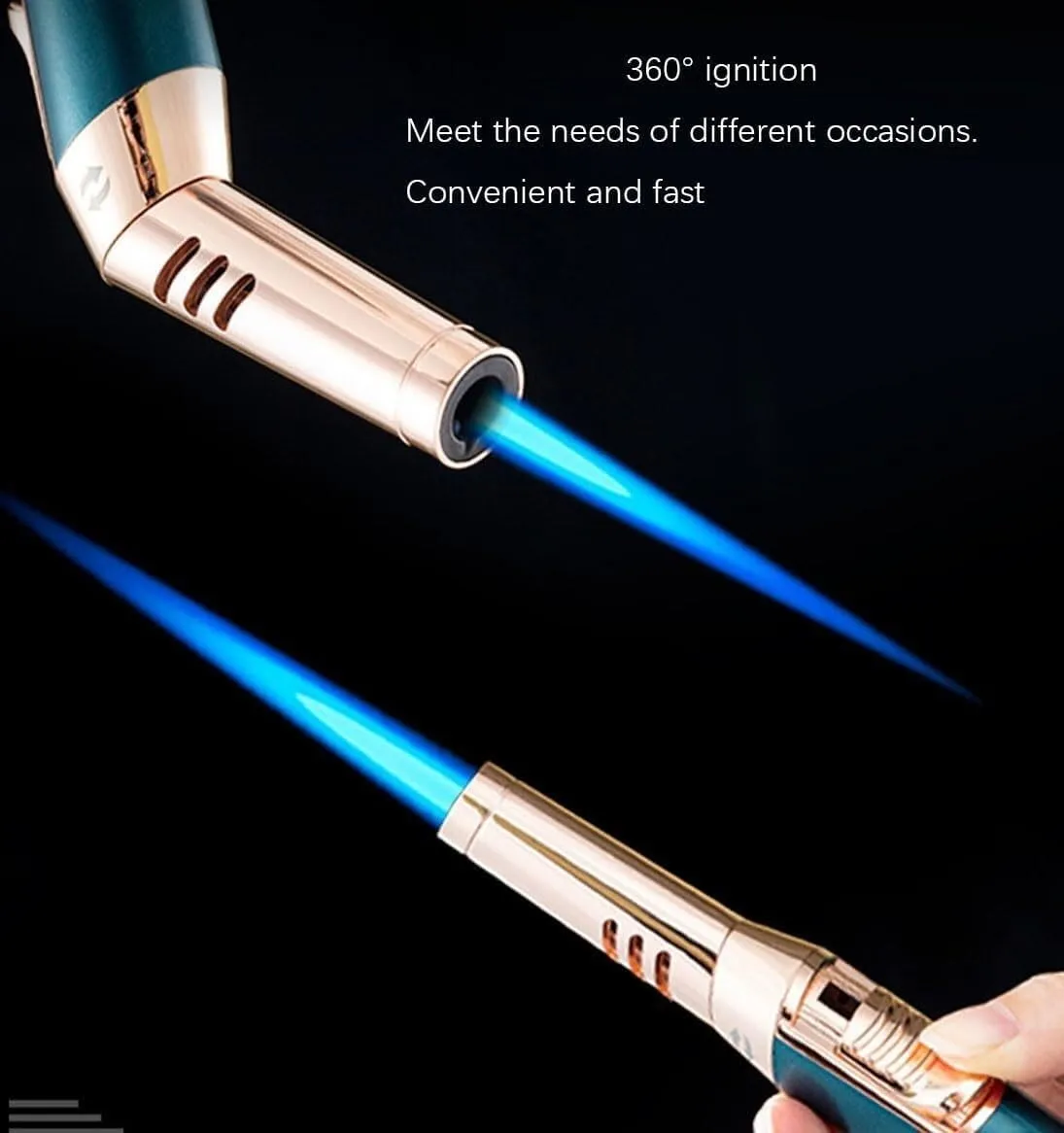 Rechargeable Butane Torch Lighter with Adjustable Lockable Bendable Nozzle - Jet Flame, Refillable with Gas Window (Gas Not Included)(#5)