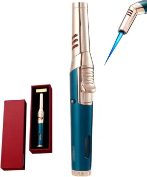 Rechargeable Butane Torch Lighter with Adjustable Lockable Bendable Nozzle - Jet Flame, Refillable with Gas Window (Gas Not Included)(#5)