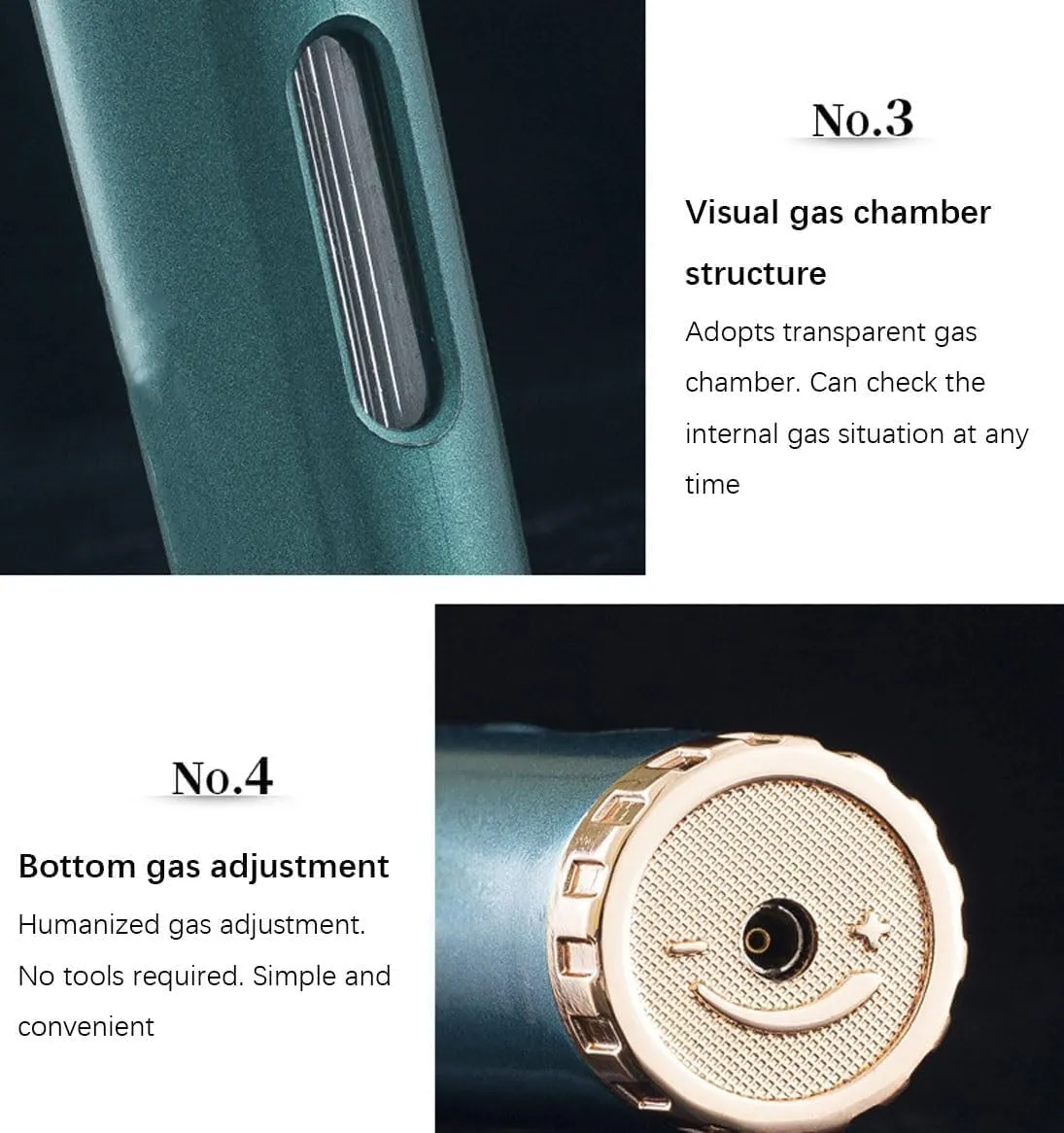 Rechargeable Butane Torch Lighter with Adjustable Lockable Bendable Nozzle - Jet Flame, Refillable with Gas Window (Gas Not Included)(#5)