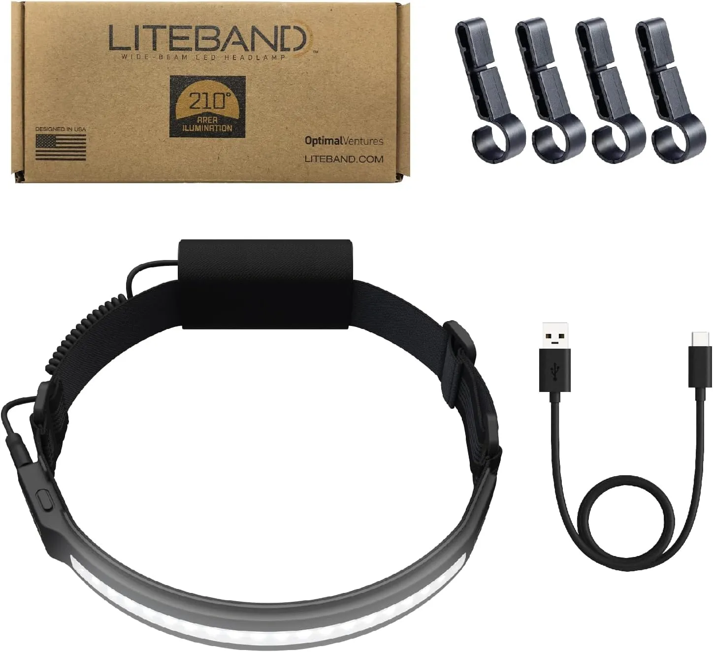 Rechargeable LED Headlamp - Liteband PRO 2500 Lumens Super Bright Head Lamp, Powerful Battery Powered Tactical Headlamps, Camping, Running, Hard Hat Light, Best Rated Forehead Flashlight, Red