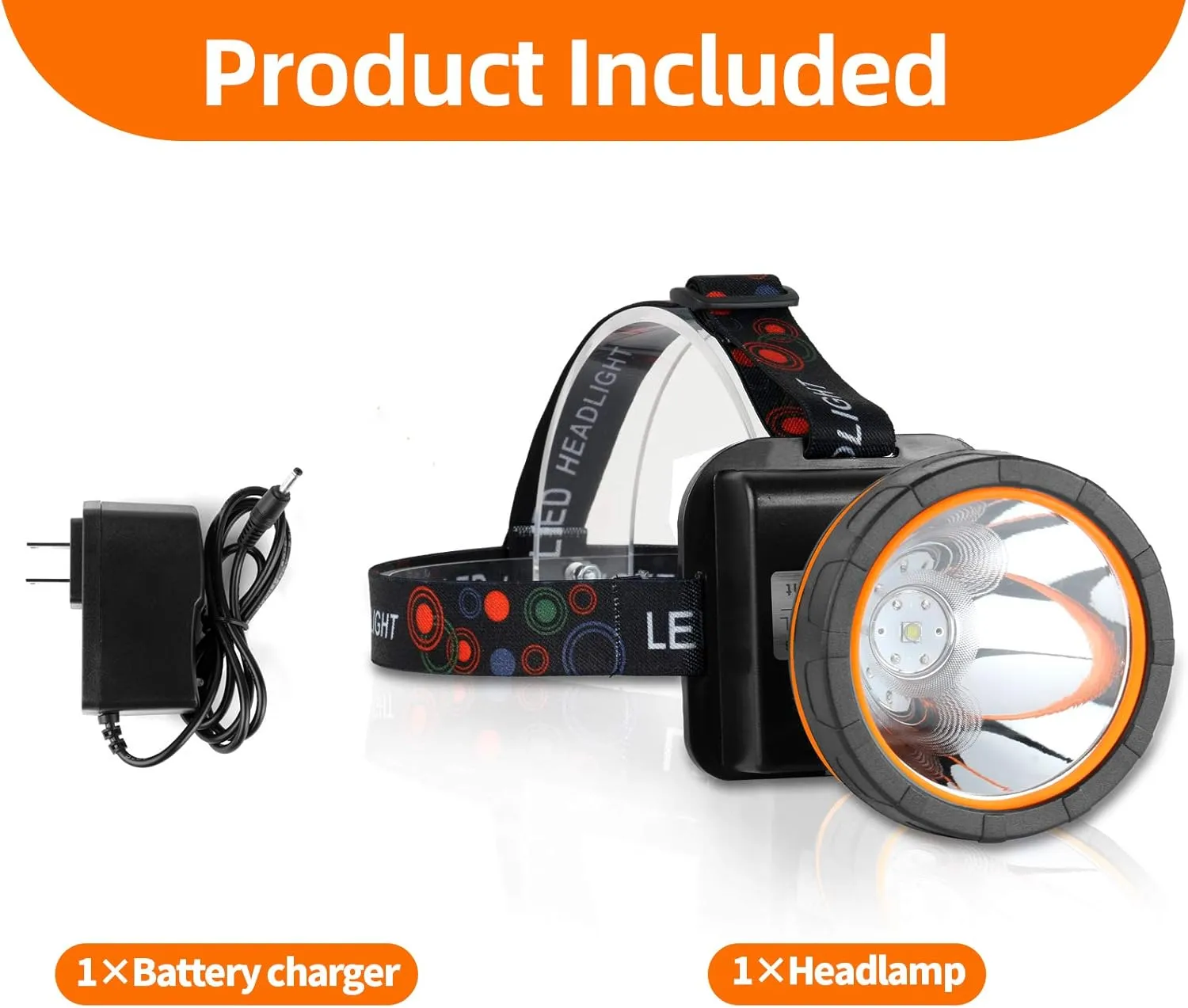Rechargeable LED Headlamp,Superbright Headlight Waterproof Head Torch High Lumens Headlight for Hunting Fishing Hiking (White Light)