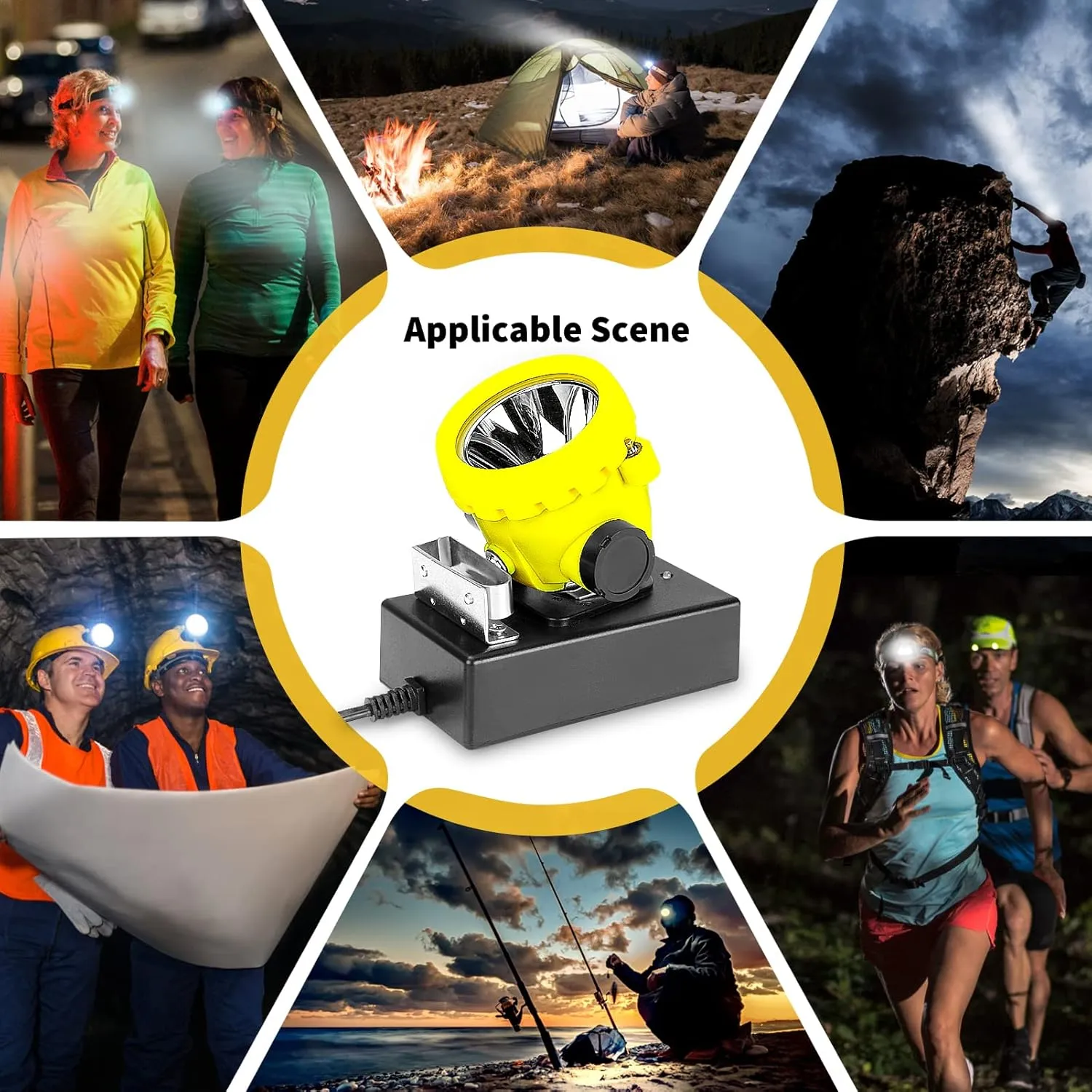 Rechargeable LED Mining Headlamp for Hard Hat Helmet, Explosion-Proof Waterproof Miner Headlight with Clip, Coal Mining Flashlight for Hunting, Fishing, Camping, Construction, Caving, Repair