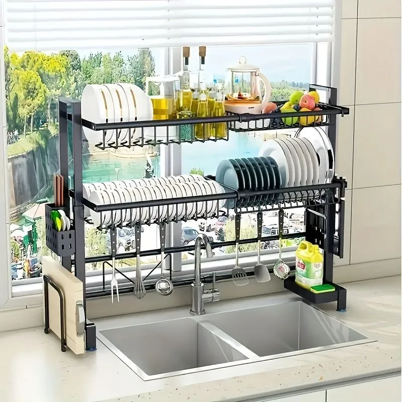 Retractable Kitchen Dish Storage Rack