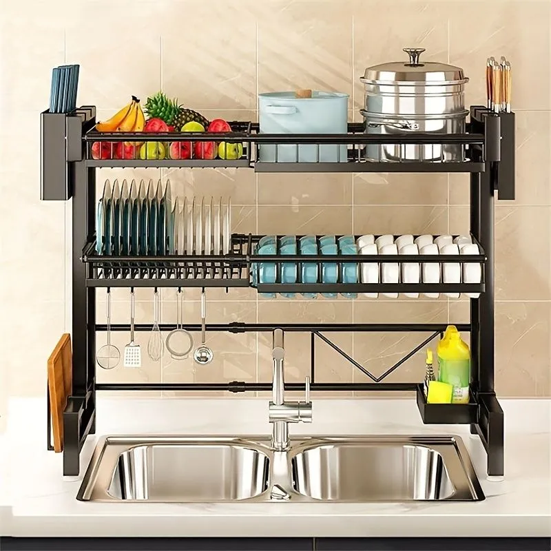 Retractable Kitchen Dish Storage Rack
