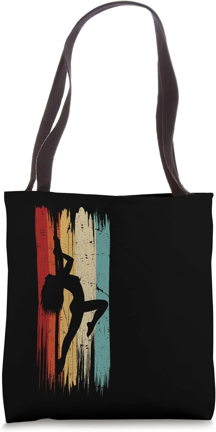 Retro Pole Dancer Graphic, Fitness Pole Workout Polerina Tote Bag