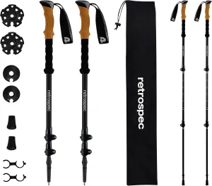 Retrospec Solstice Hiking Poles for Men & Women - Adjustable and Collapsible Lightweight Walking & Trekking Sticks - Aluminum w/Cork or Foam Grip