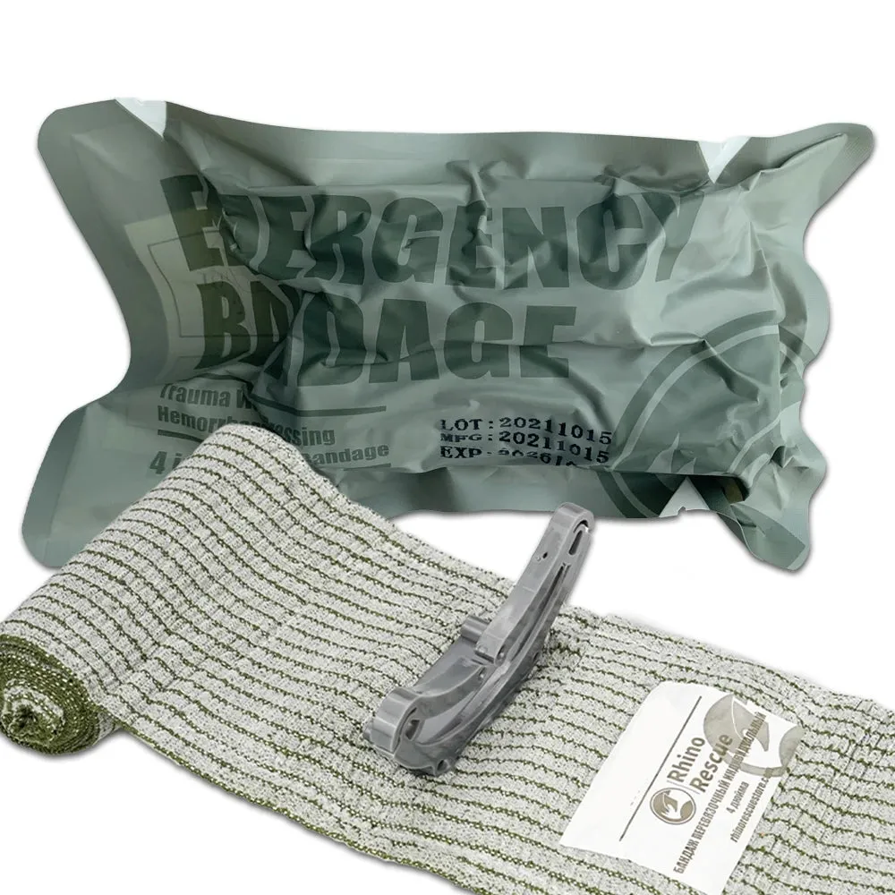 RHINO RESCUE Israeli Style Emergency Bandage 4/6" Tactical Trauma Wound Dressing