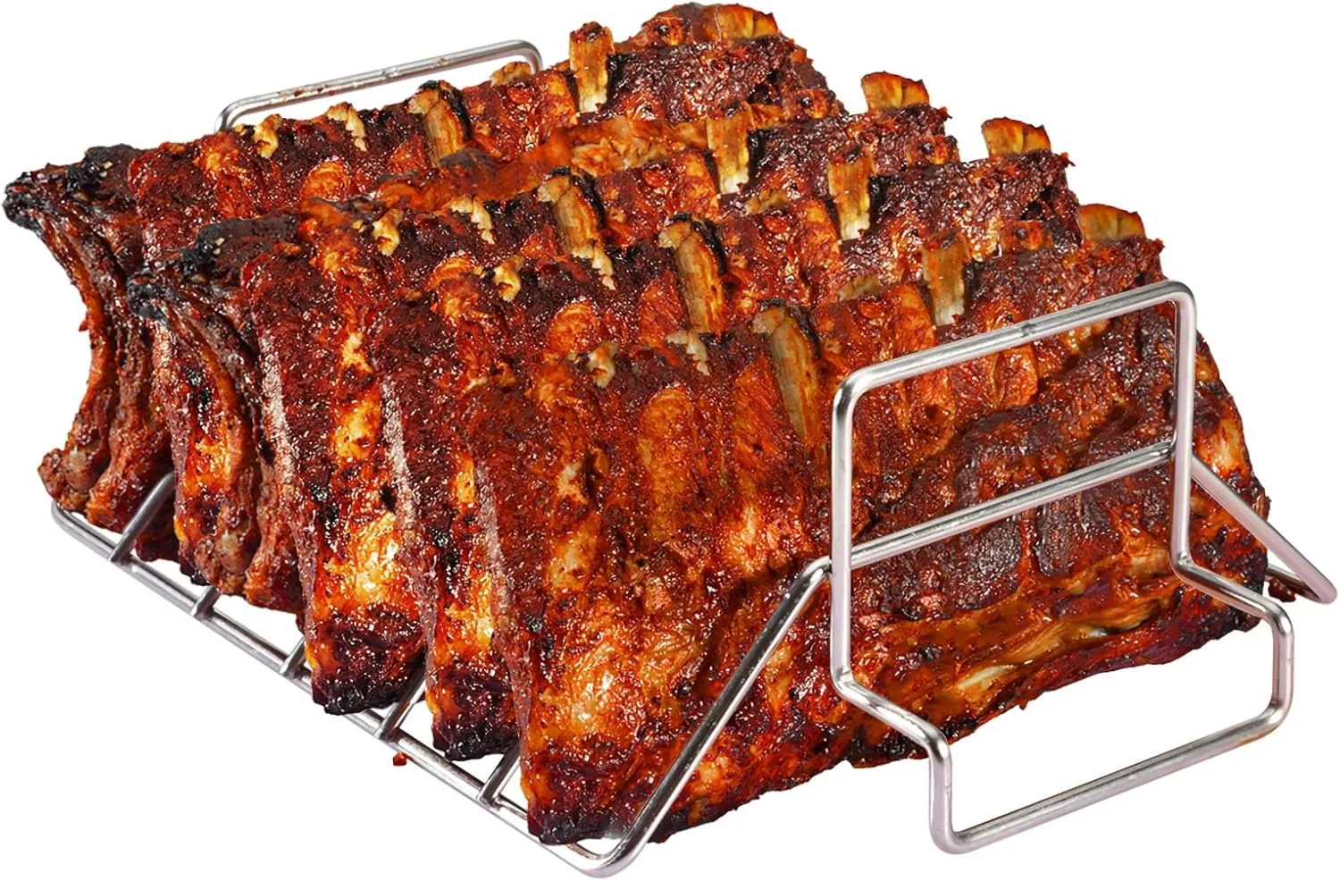 Rib and Roast Rack for Big Green Egg, Turkey Roasting Rack for Grilling and Smoking - Stainless Steel Pan for Cooking Rib, Chicken, Bird. L/XL BGE Accessories, Also for Other 18" or Larger Grills