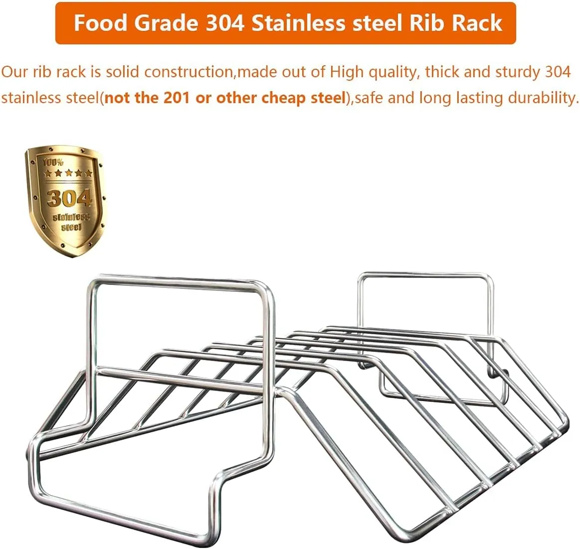 Rib Racks for Big Green Egg, Turkey Roasting Rack Smoking and Grilling Rib Rack, Big Green Egg Accessories, for Large and XLarge Big Green Egg,18" or Bigger Kamado Grill, Stainless Steel