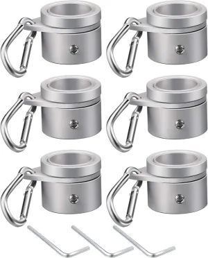 Ripeng 6 Pcs Flag Mounting Ring Flag Pole Swivel Rings Silver 360° Hitch Telescoping Pole Holder Clips Anti Furling Kit Aluminum Alloy Spinner Grommet Ring Adjustable Strong Replacement(Silver,6 Pcs)