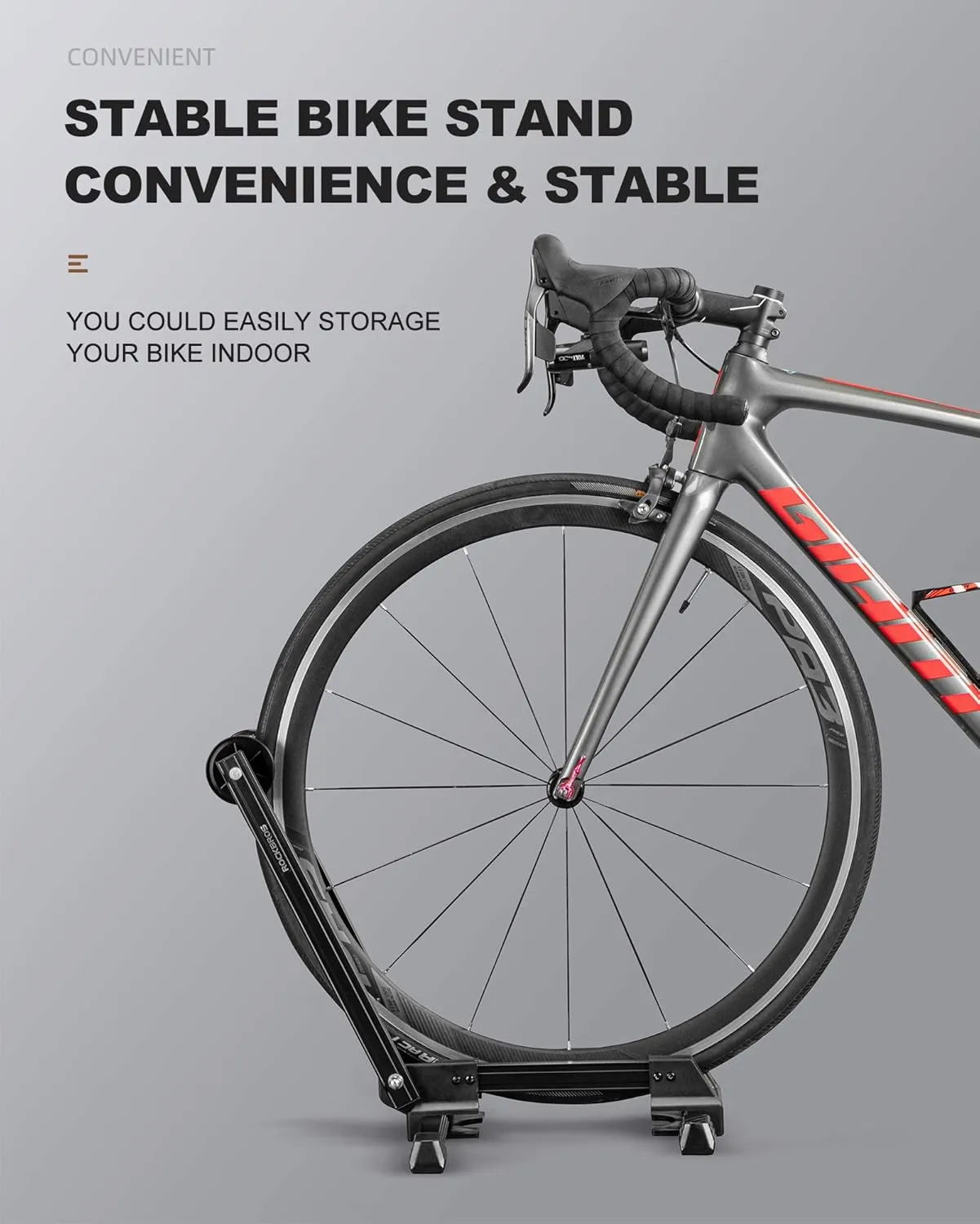Rock BROS Foldable Bike Stand Floor Alloy Bicyle Stand Folding Indoor Parking Wheel Holder Fit 20”-29”