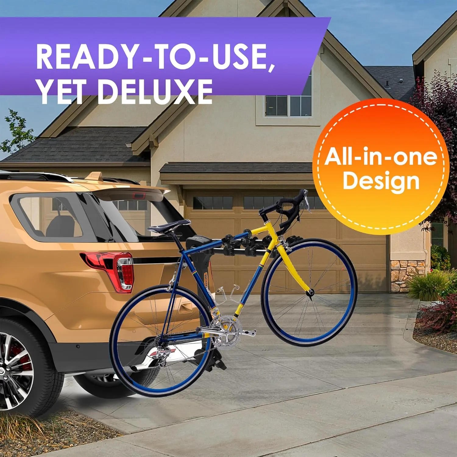 Rockland Foldable 4-Bike Rack, 120 lbs Capacity, Hitch Mount Bike Rack with Adjustable Pedal, Bike Carrier Rack for 1.25" and 2" Receiver for Cars SUVs Vans RVs