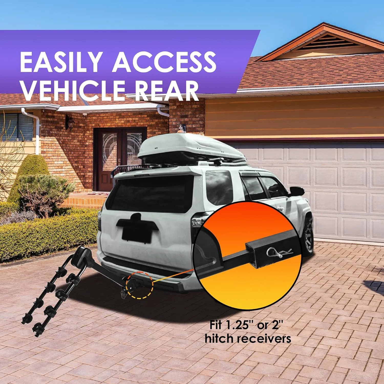 Rockland Foldable 4-Bike Rack, 120 lbs Capacity, Hitch Mount Bike Rack with Adjustable Pedal, Bike Carrier Rack for 1.25" and 2" Receiver for Cars SUVs Vans RVs