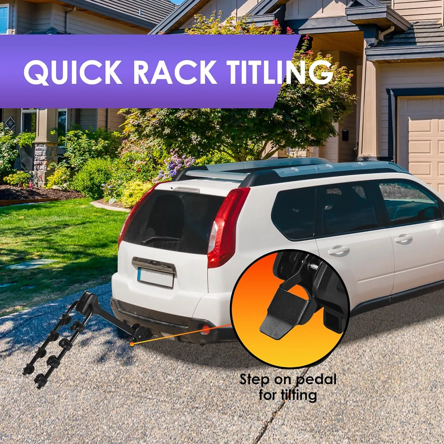 Rockland Foldable 4-Bike Rack, 120 lbs Capacity, Hitch Mount Bike Rack with Adjustable Pedal, Bike Carrier Rack for 1.25" and 2" Receiver for Cars SUVs Vans RVs