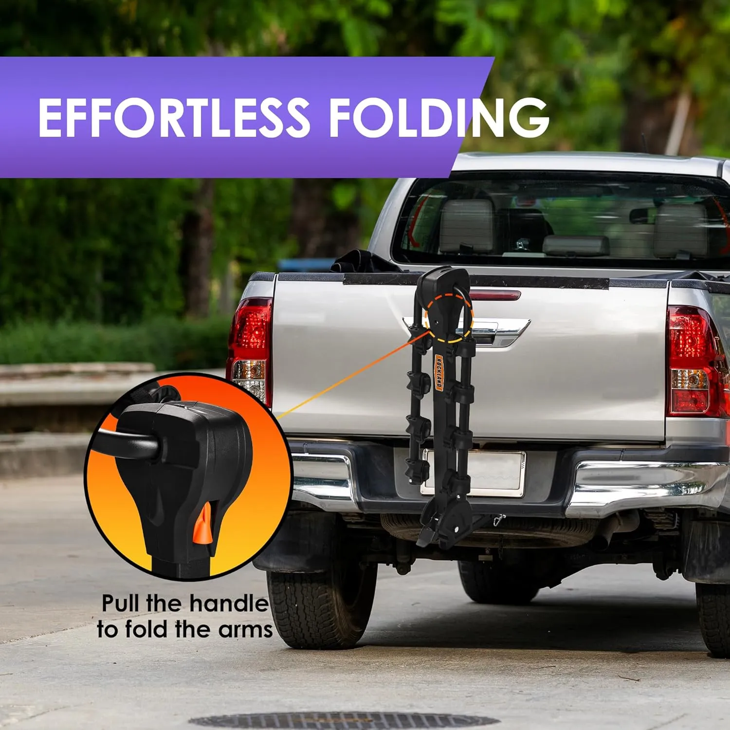 Rockland Foldable 4-Bike Rack, 120 lbs Capacity, Hitch Mount Bike Rack with Adjustable Pedal, Bike Carrier Rack for 1.25" and 2" Receiver for Cars SUVs Vans RVs