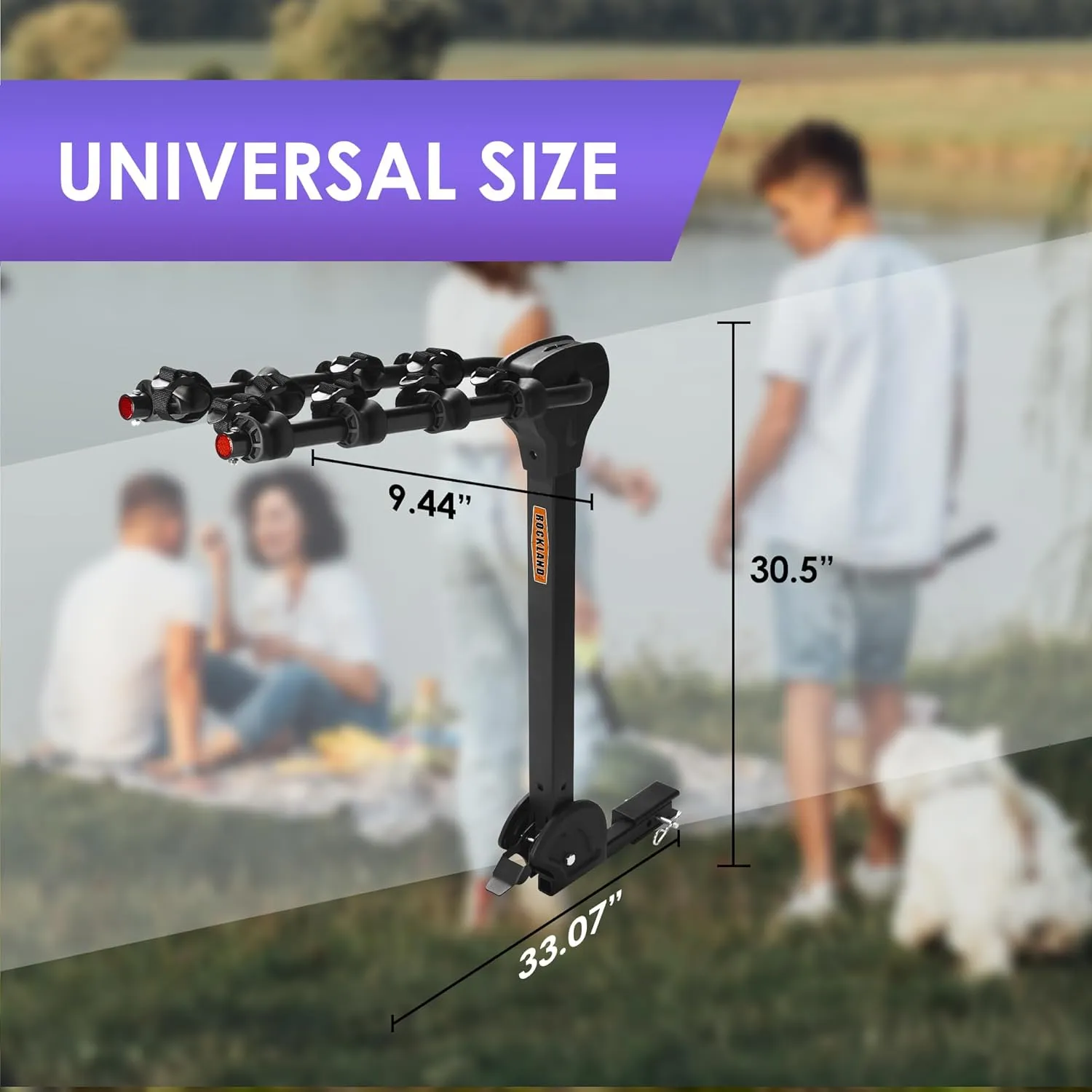 Rockland Foldable 4-Bike Rack, 120 lbs Capacity, Hitch Mount Bike Rack with Adjustable Pedal, Bike Carrier Rack for 1.25" and 2" Receiver for Cars SUVs Vans RVs