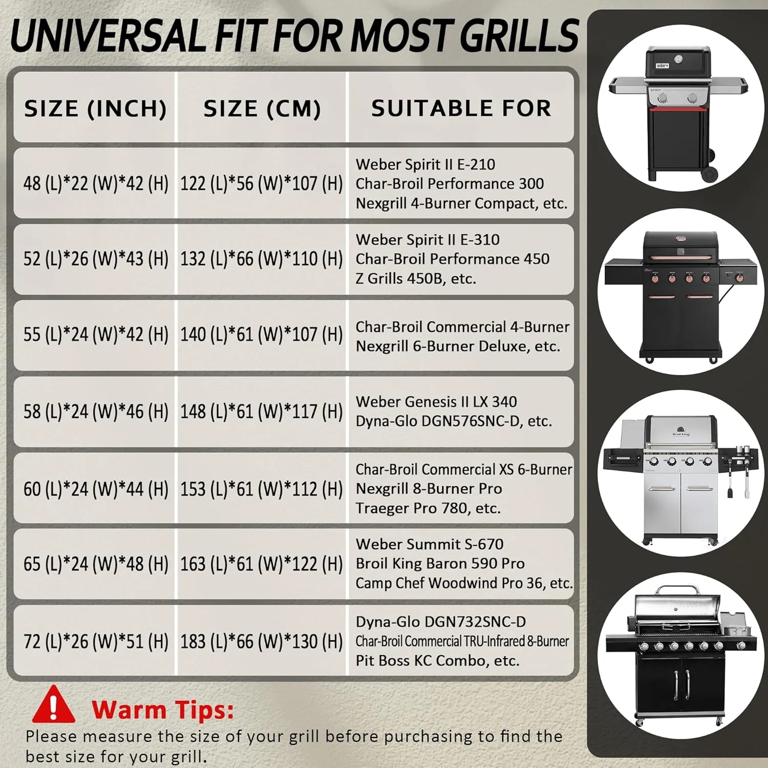 ROCKTAKIN Heavy Duty Grill Cover 65 Inch, BBQ Gas Grill Cover for Outdoor, Waterproof UV & Fade Resistant Windproof Barbecue Cover with Air Vents for Weber Char-Broil Nexgrill and More