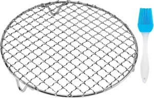 Round Cooling Rack Stainless Steel Cross Wire Barbecue Grill Net Racks with 3 Legs for Cooking Baking Steaming (13.7 inches)